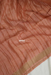 Terracotta Peach  - Vadhanam - Jute Tussar Silk Saree with Tissue Border - Best for Office Wear | Casual Wear