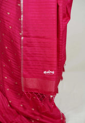 Queen's Pink - Jute Tussar Silk Saree with Stripes Texture and Tissue Blouse - Best for Office Wear | Casual Wear