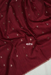 Araku Maroon - Jute Tussar Silk Saree with Stripes Texture and Tissue Blouse - Best for Office Wear | Casual Wear