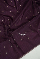 Wine Brown - Jute Tussar Silk Saree with Stripes Texture and Tissue Blouse - Best for Office Wear | Casual Wear