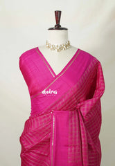 Fuchsia Pink - Jute Tussar Silk Saree Kattam in Body with Plain Border - Best for Small Functions