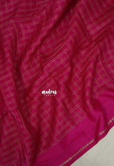Fuchsia Pink - Jute Tussar Silk Saree Kattam in Body with Plain Border - Best for Small Functions