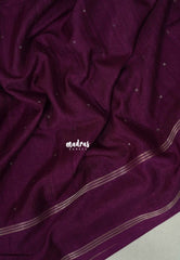 Mulberry Purple - Jute Tussar Silk Saree Rettapet Border with Buttas - Best for Small Functions
