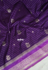Rich Purple - Vadhanam - Jute Tussar Silk Saree Flower Border with Buttas Contrast Pallu and Blouse - Perfect for Diwali Festive