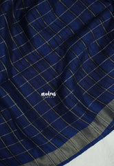 Midnight Blue - Vadhanam - 120 count Jute Tussar Silk Saree with Tissue Border - Best for Office Wear | Casual Wear
