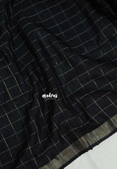 Jet Black - Vadhanam - 120 count Jute Tussar Silk Saree with Tissue Border - Best for Office Wear | Casual Wear