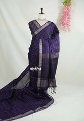 Dark Jamun Purple - Vadhanam - 120 count Jute Tussar Silk Saree with Tissue Border - Best for Office Wear | Casual Wear