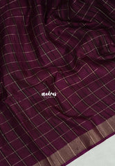 Deep Berry Purple - Vadhanam - 120 count Jute Tussar Silk Saree with Tissue Border - Best for Office Wear | Casual Wear
