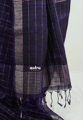 Dark Jamun Purple - Vadhanam - 120 count Jute Tussar Silk Saree with Tissue Border - Best for Office Wear | Casual Wear