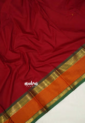 Divine Maroon - vaibhogam 120 count Pure mercerized silk cotton with buttas and rettapet border