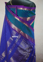 MS Blue - vaibhogam 120 count Pure mercerized silk cotton with buttas and rettapet border
