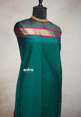 Peacock Jade  - vaibhogam 120 count Pure mercerized silk cotton small border with buttas