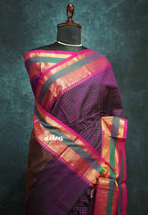 Purple - vaibhogam 120 count Pure mercerized silk cotton muthukattam rettapet border