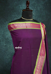 Jamun purple - vaibhogam 120 count Pure mercerized silk cotton small border with buttas