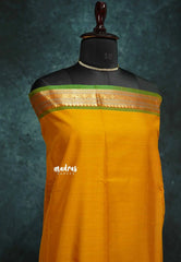 Turmeric yellow - vaibhogam 120 count Pure mercerized silk cotton small border with buttas