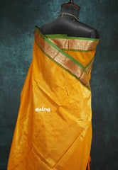 Turmeric yellow - vaibhogam 120 count Pure mercerized silk cotton small border with buttas