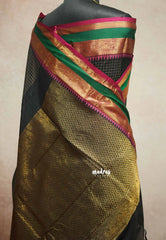 Black - vaibhogam 120 count Pure mercerized silk cotton muthukattam rettapet border
