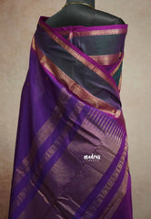 Dualshade Purple - vaibhogam 120 count Pure mercerized silk cotton with buttas and rettapet border