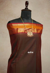 Honey brown - vaibhogam 120 count Pure mercerized silk cotton muthukattam rettapet border