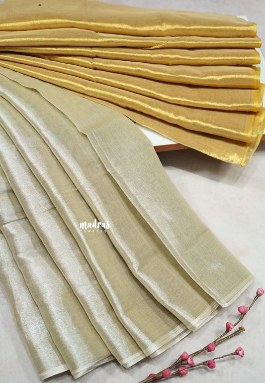 Vani Bhojan - Half and half Tissue khadi - Sandal and yellow