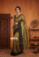 Gold Tissue khadi with black big skirt border - Vani Bhojan saree