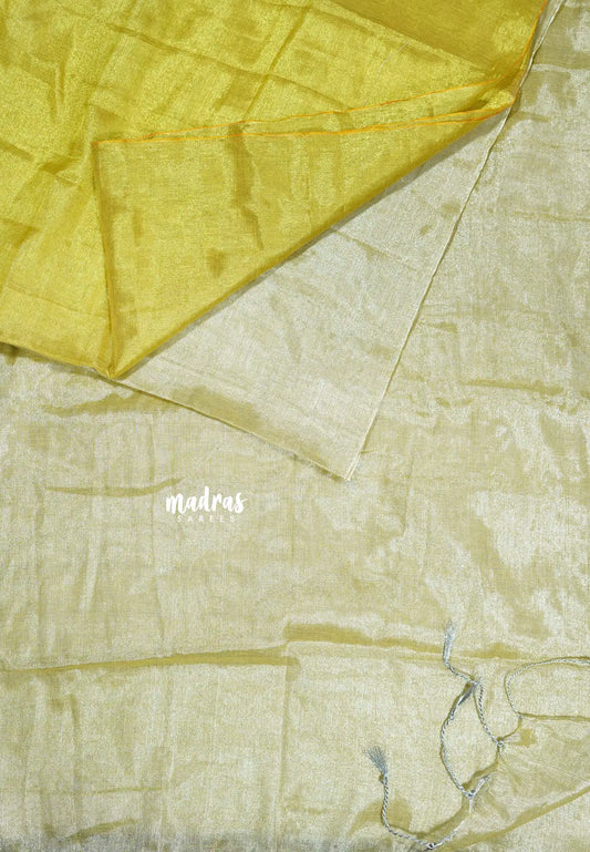 Sandal and Lime Yellow - Vani Bhojan - Half and half Tissue khadi