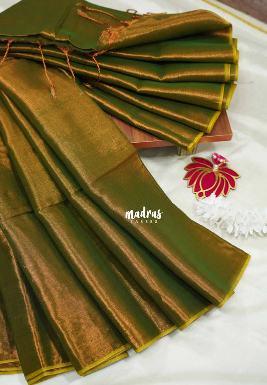 Dualshade golden green - Vani Bhojan - Soft Tissue khadi