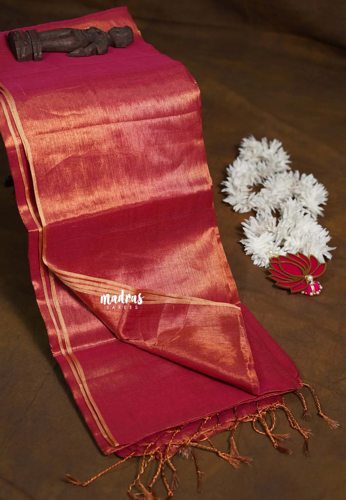 Dual Shade Copper and Pink - Vani Bhojan - Soft Tissue khadi - Perfect for Haldi / Mehendi / reception