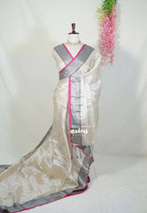 Silver Ivory - Vani Bhojan - Soft Tissue khadi - Perfect for Haldi / Mehendi / Reception