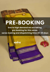 (PRE-BOOKING) Turmeric Yellow - Premium vasundra printed silk checks body with rettapet border