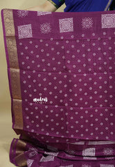 Plum Purple - Light weight Vasundra Premium Printed Silk with Zari Border