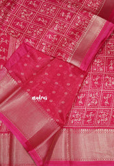 Queen's Pink - Light weight Vasundra sillk with warli prints
