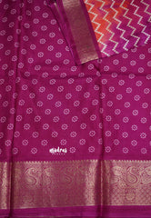 Gradient printed silk with zigzag prints pink with mango border