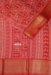 Chilli Red - Light weight Vasundra sillk with warli prints