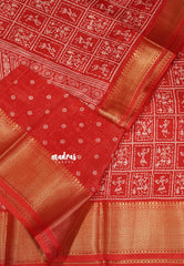 Chilli Red - Light weight Vasundra sillk with warli prints
