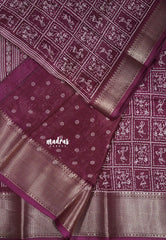 Wine Red - Light weight Vasundra sillk with warli prints