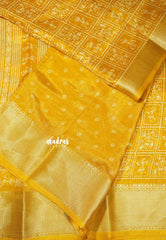 Mango Yellow - Light weight Vasundra sillk with warli prints