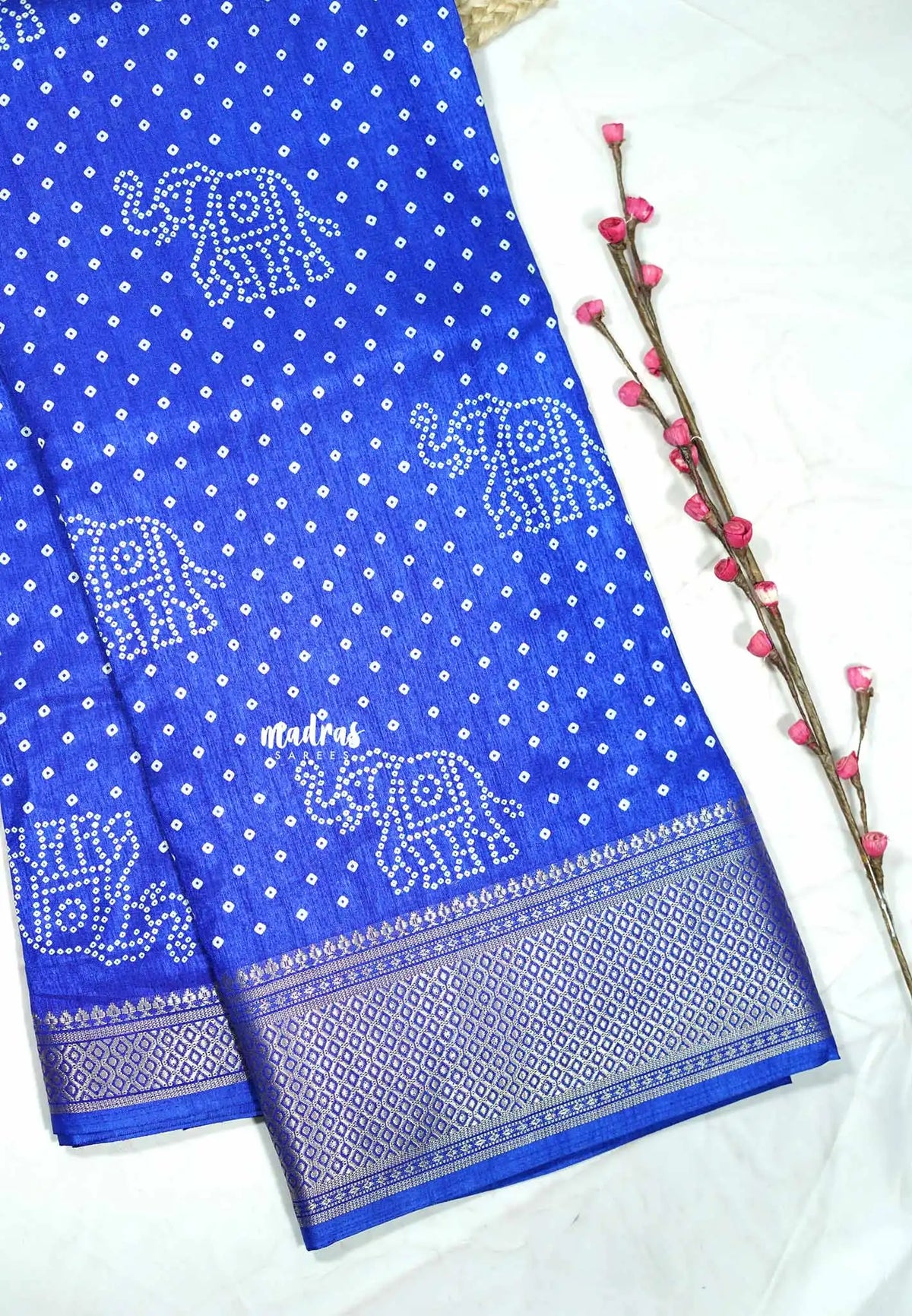 Royal blue - Light weight Vasundra printed silk