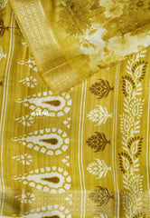 Vasundra printed silk Floral watercolro prints - Yellow ochre