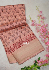 Peach Glow - Premium Vasundra Printed Silk Zari Border with Tree Prints - Best for Casual Wear
