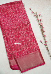Queen's Pink - Light weight Vasundra sillk with warli prints