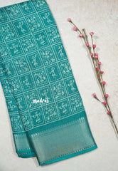 Teal Blue - Light weight Vasundra sillk with warli prints