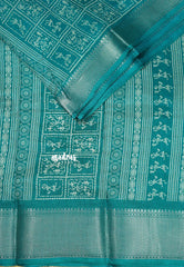 Teal Blue - Light weight Vasundra sillk with warli prints