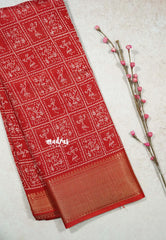 Chilli Red - Light weight Vasundra sillk with warli prints