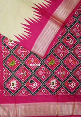 Sandal Beige with Queen's Pink - Premium Vasundra Printed Silk with Patola Prints Pallu and Blouse - Best for Casual Wear