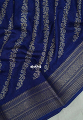 MS Amma Blue - Premium Vasundra Printed Silk with Kodi Prints and Zari Border - Best for Casual Wear