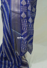 MS Amma Blue - Premium Vasundra Printed Silk with Kodi Prints and Zari Border - Best for Casual Wear