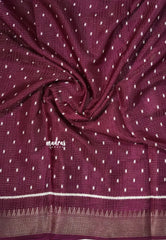 Winered - Light weight Vasundra Printed Silk with Kantha Stich Weaving with Zari Border - Best for Small Functions