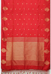 Vedha - Premium aura silk floral border - Chilli red