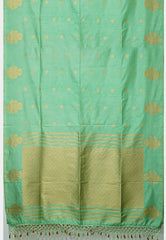 Vedha - Premium aura silk floral border - Sea green